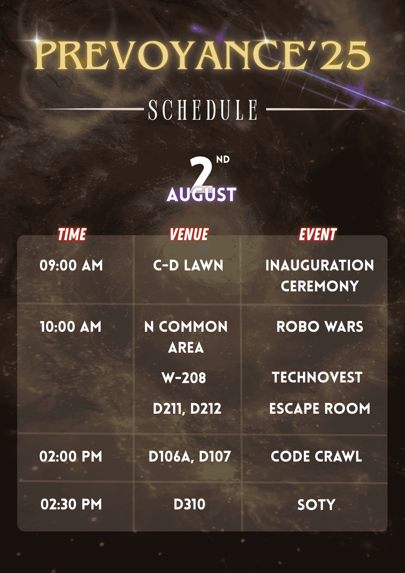 Event Schedule Day 1